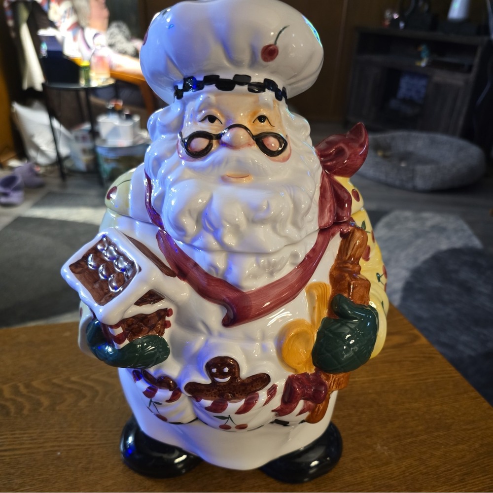 Cookie Jar Santa Chef Linens N Things 12 " High Christmas